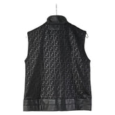 フェンディ ズッカ ジャケット ノースリーブ パンツ セットアップ サイズ:M ブラック コットン レザー レディース FENDI 【中古】